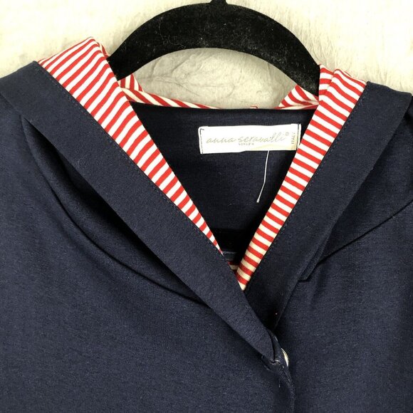Anna Seravalli Jacket Womens Small US 40 Italy Navy Blue Red Sailor East Coast - Picture 4 of 16